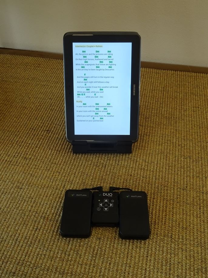 Android Tablet met MobileSheets Pro en AirTurn DUO pedaal